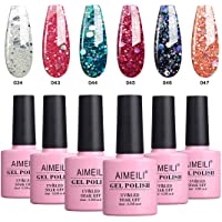 AIMEILI Esmalte Semipermanente Para Uñas Soak Off UV LED Uñas De Gel Color Combinado-Color De La Mezcla-Multicolur Set 6…